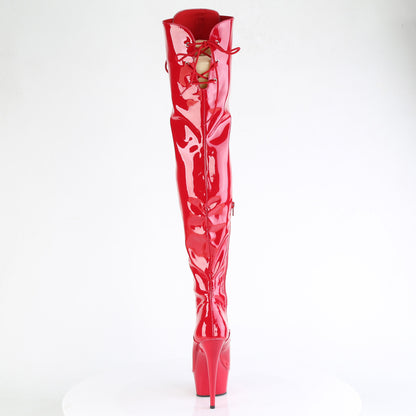 *6" Heel, 1 3/4" PF Lace-Up Thigh Boot, 1/2 Inside Zip (Pleaser DEL3022/B/M)