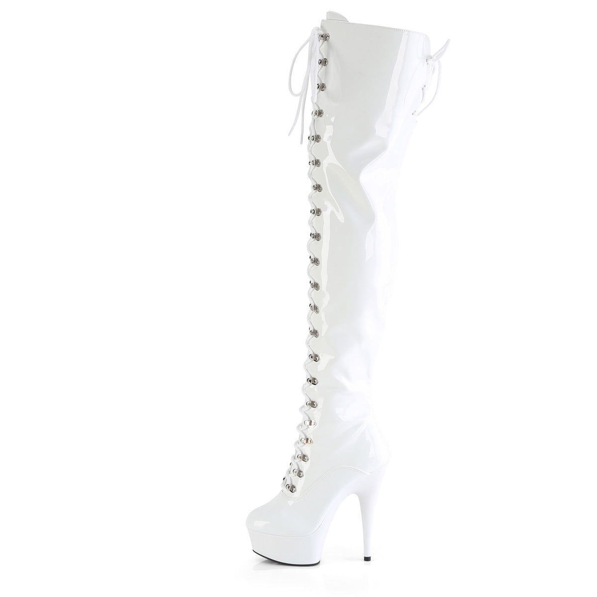*6" Heel, 1 3/4" PF Lace-Up Thigh Boot, 1/2 Inside Zip (Pleaser DEL3022/B/M)