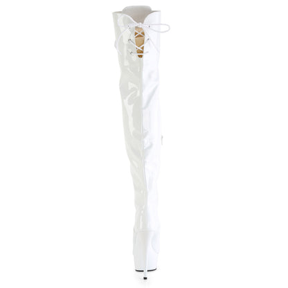 *6" Heel, 1 3/4" PF Lace-Up Thigh Boot, 1/2 Inside Zip (Pleaser DEL3022/B/M)