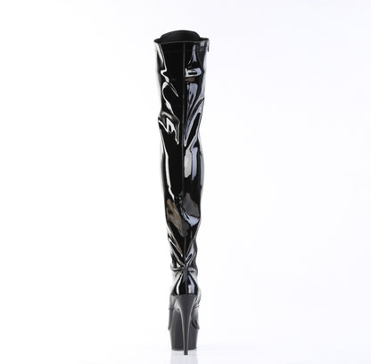 6" Heel, 1 3/4" PF Lace-Up Stretch Thigh Boot, Side Zip (Pleaser DEL3023/B/M)