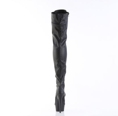 6" Heel, 1 3/4" PF Lace-Up Stretch Thigh Boot, Side Zip (Pleaser DEL3023/B/M)
