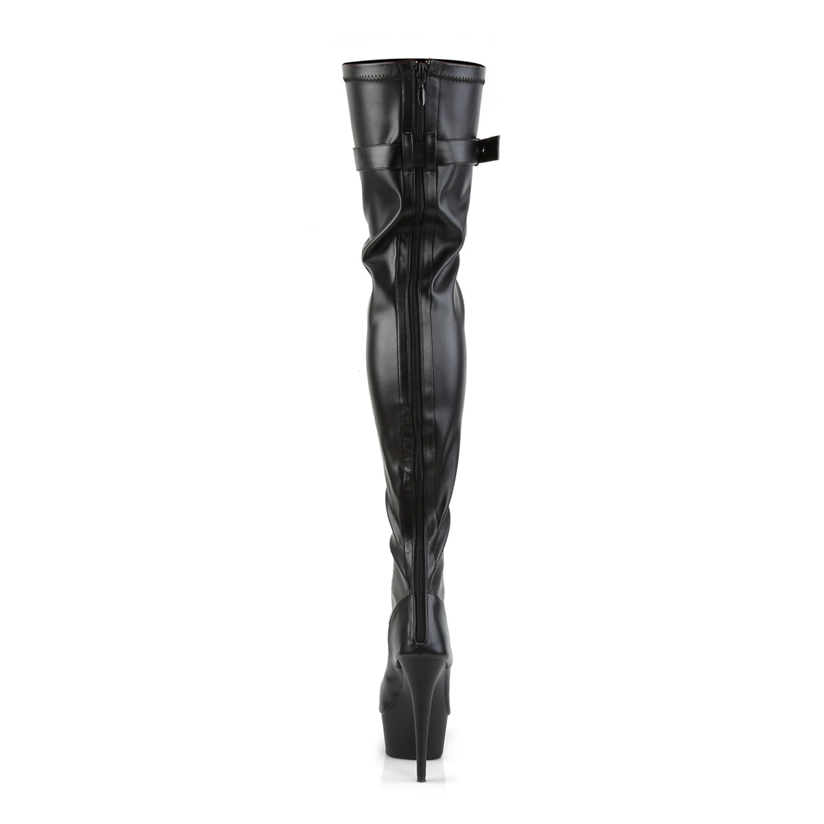 6" Heel, 1 3/4" PF Peep Toe Lace-up Thigh Boot, Back Zip (Pleaser DEL3025/BPU/M)
