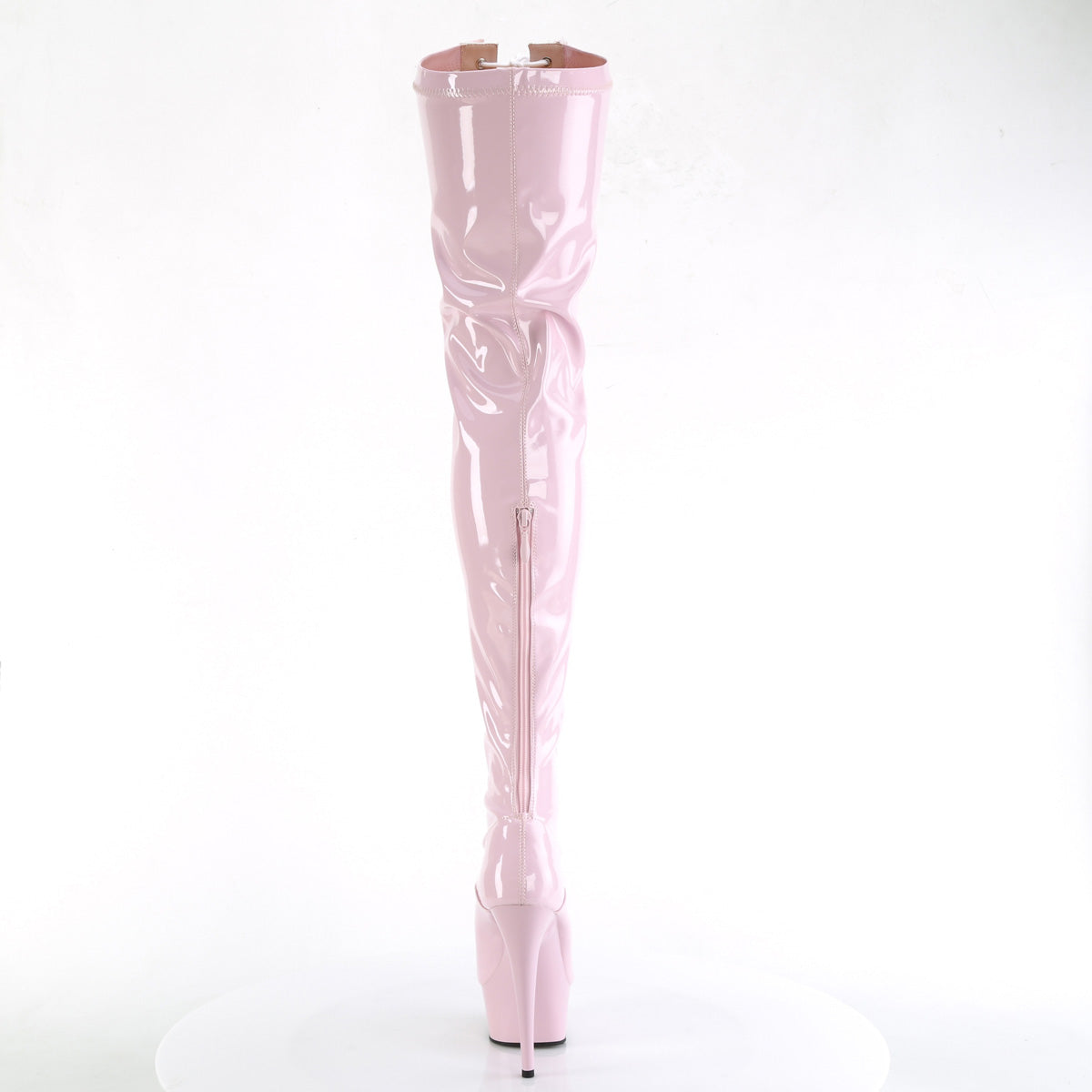 *6" Heel, 1 3/4" PF Two Tone Thigh High Boot, Front Zip (Pleaser DEL3027/B-R/B)