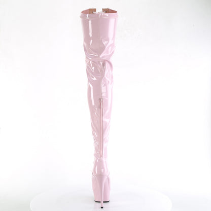 *6" Heel, 1 3/4" PF Two Tone Thigh High Boot, Front Zip (Pleaser DEL3027/B-R/B)