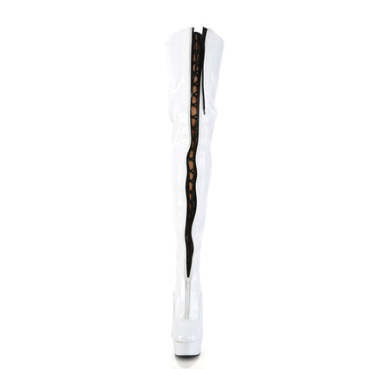 *6" Heel, 1 3/4" PF Two Tone Thigh High Boot, Front Zip (Pleaser DEL3027/B-R/B)