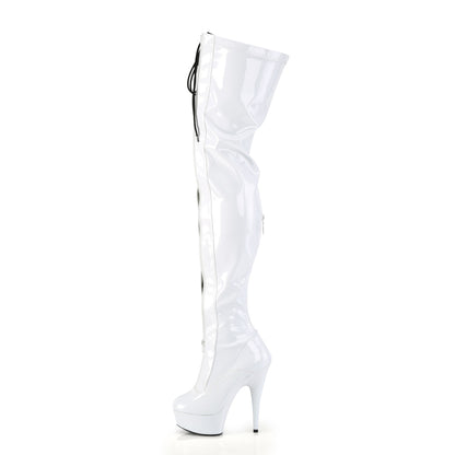 *6" Heel, 1 3/4" PF Two Tone Thigh High Boot, Front Zip (Pleaser DEL3027/B-R/B)