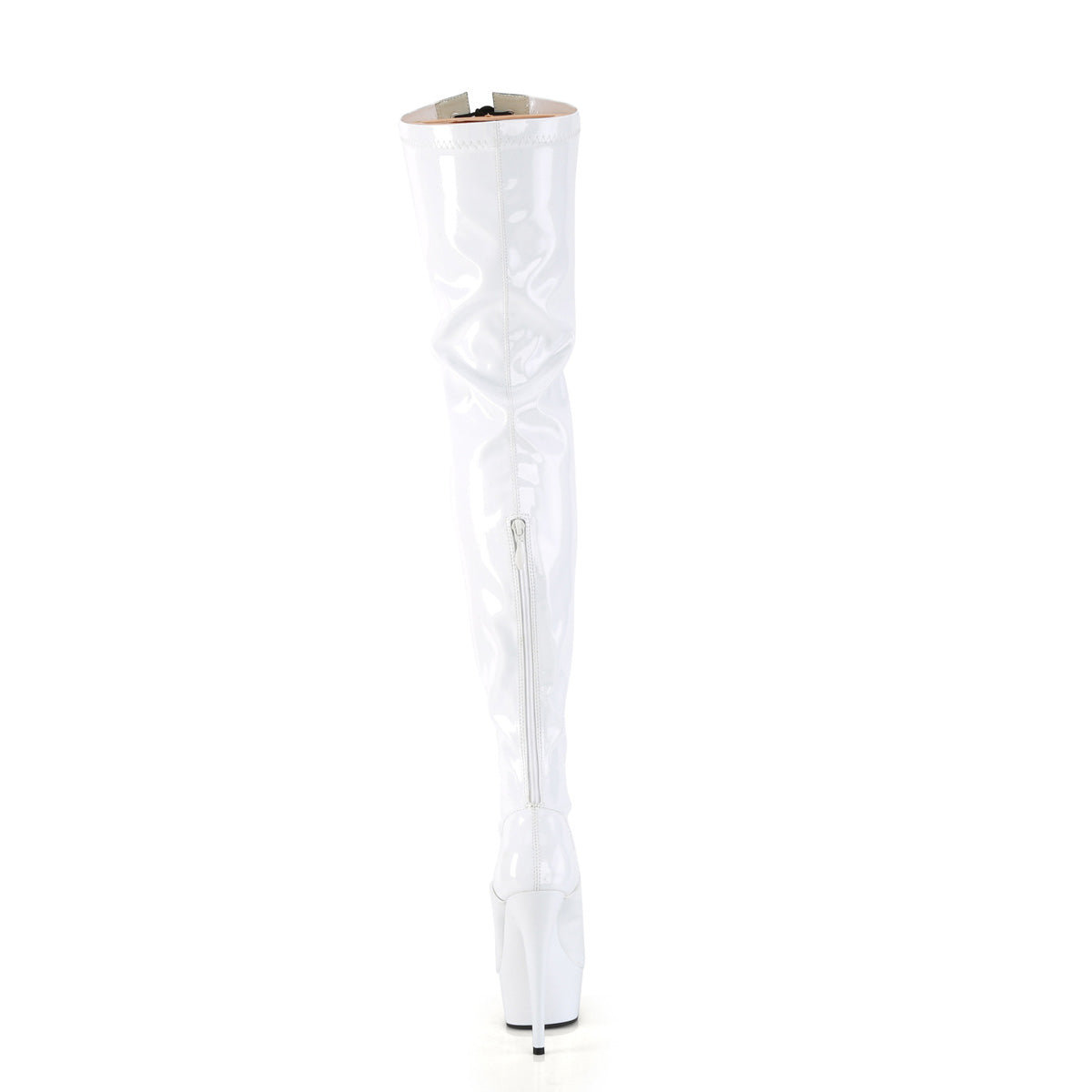 *6" Heel, 1 3/4" PF Two Tone Thigh High Boot, Front Zip (Pleaser DEL3027/B-R/B)