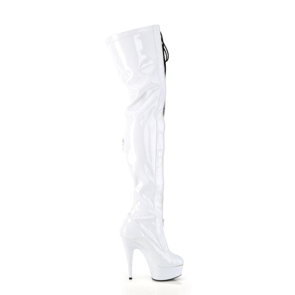*6" Heel, 1 3/4" PF Two Tone Thigh High Boot, Front Zip (Pleaser DEL3027/B-R/B)