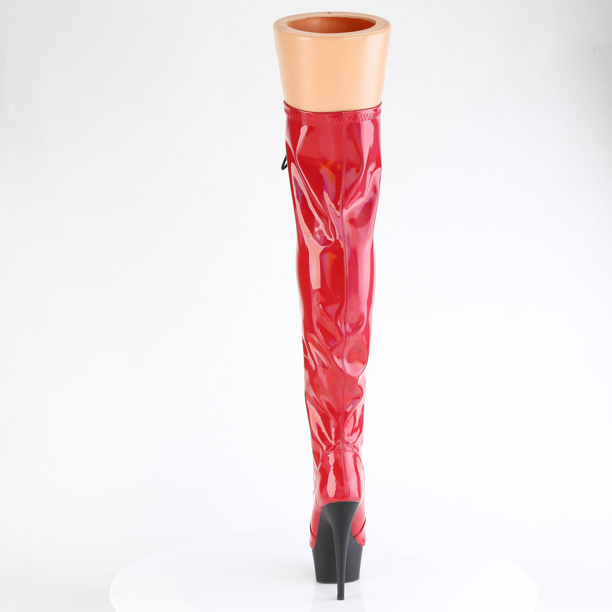 *6" Heel, 1 3/4" PF Stretch Lace-Up OTK Boot, Outer Zip (Pleaser DEL3029/BHG/B)