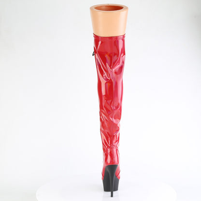 *6" Heel, 1 3/4" PF Stretch Lace-Up OTK Boot, Outer Zip (Pleaser DEL3029/BHG/B)