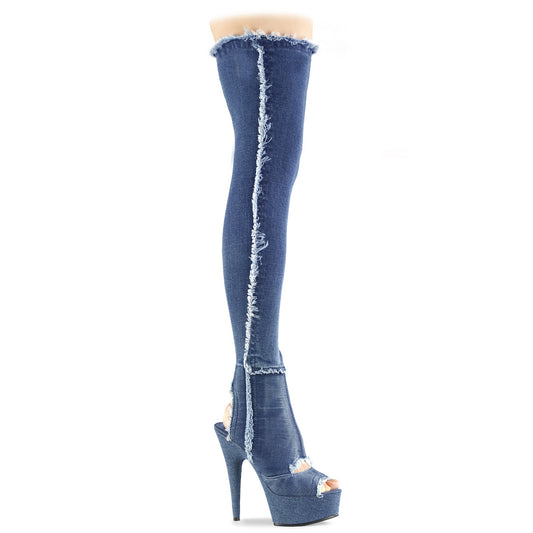 *6" Heel, 1 3/4 PF Open Heel/Toe Thigh High Boot, Side Zip (Pleaser DEL3030/DMFA/M)