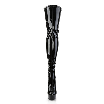 6" Heel, 1 3/4" PF Back Lace Thigh Boot, Side Zip (Pleaser DEL3063/B/M)