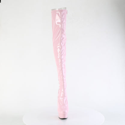 6" Heel, 1 3/4" PF Back Lace Thigh Boot, Side Zip (Pleaser DEL3063/B/M)