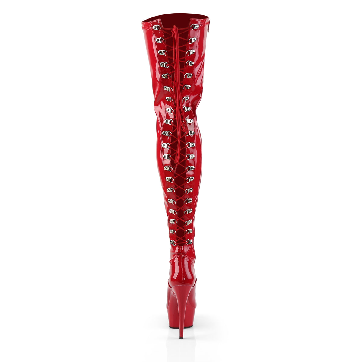 6" Heel, 1 3/4" PF Back Lace Thigh Boot, Side Zip (Pleaser DEL3063/B/M)