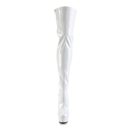 6" Heel, 1 3/4" PF Back Lace Thigh Boot, Side Zip (Pleaser DEL3063/B/M)