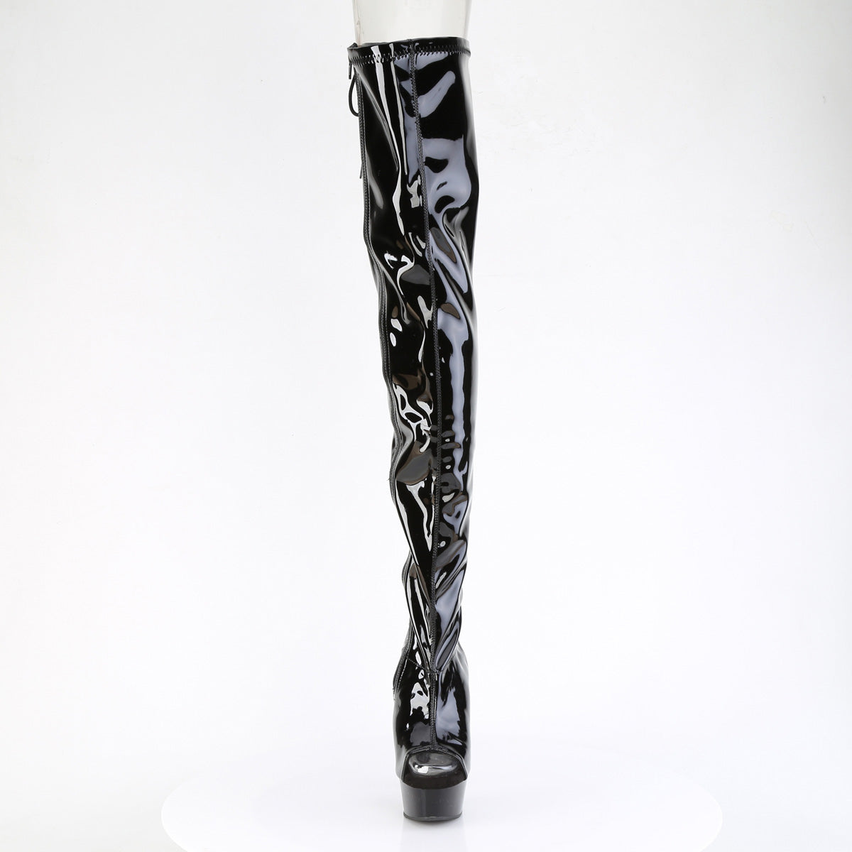 6" Heel, 1 3/4" PF Back Lace Stretch Crotch Boot, Side Zip (Pleaser DEL4017/B/M)