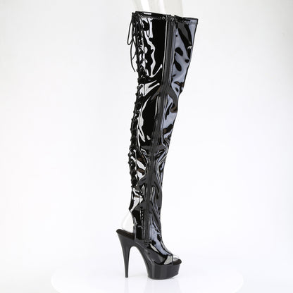 6" Heel, 1 3/4" PF Back Lace Stretch Crotch Boot, Side Zip (Pleaser DEL4017/B/M)