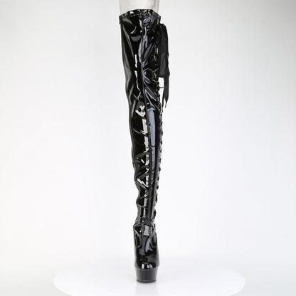 6" Heel, 1 3/4" PF Side Lace Stretch Crotch Boot, Side Zip (Pleaser DEL4050/B/M)