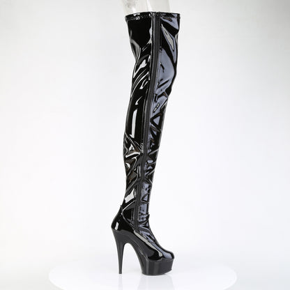 6" Heel, 1 3/4" PF Side Lace Stretch Crotch Boot, Side Zip (Pleaser DEL4050/B/M)
