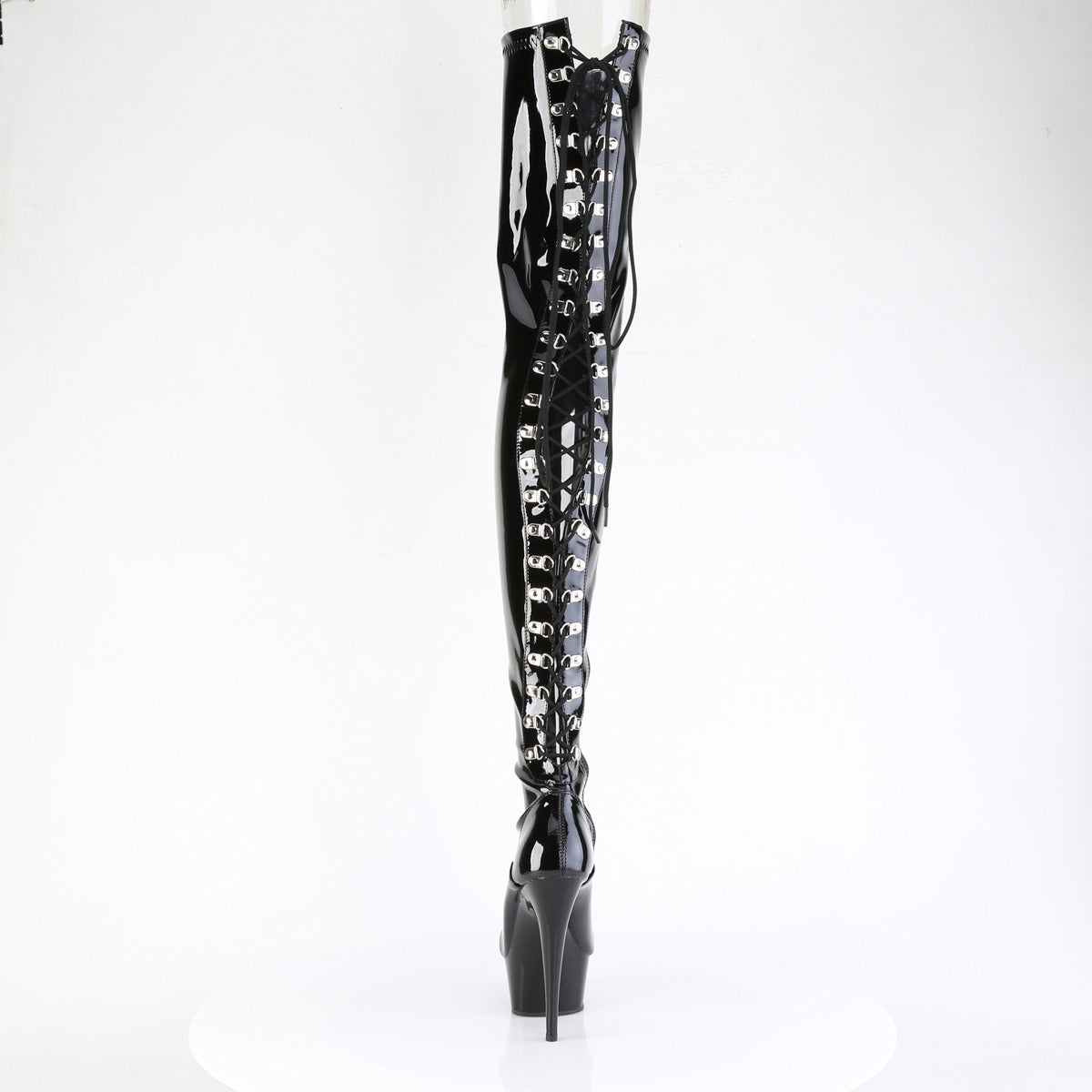 *6" Heel, 1 3/4" PF Back Lace Stretch Crotch Boot, Side Zip (Pleaser DEL4063/B/M)