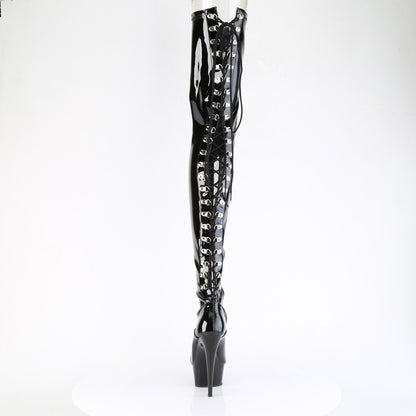 *6" Heel, 1 3/4" PF Back Lace Stretch Crotch Boot, Side Zip (Pleaser DEL4063/B/M)