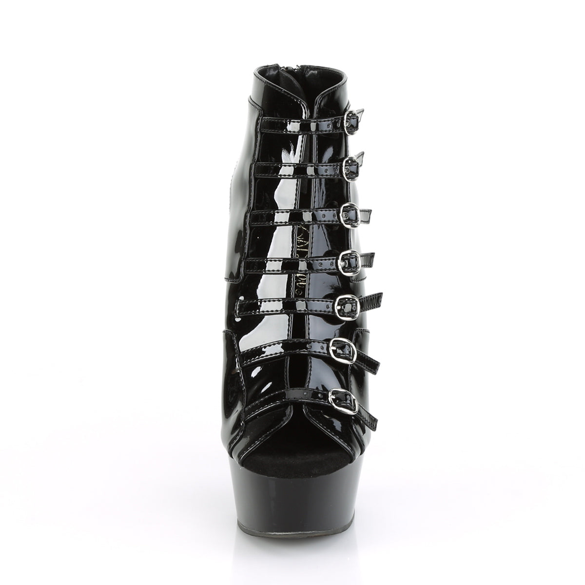 *6" Heel, 1 3/4" PF Buckle-up Strappy Ankle Bootie, Back Zip (Pleaser DEL600-11/B/M)