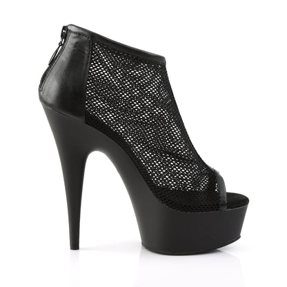 *6" Heel, 1 3/4" PF Peep Toe Mesh Bootie, Back Zip (Pleaser DEL600-12/BPU/M)