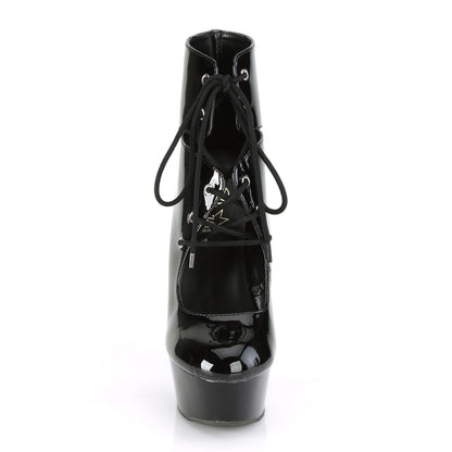 6" Heel, 1 3/4" PF Lace-Up Front Ankle Bootie (Pleaser DEL600-22/B/M)