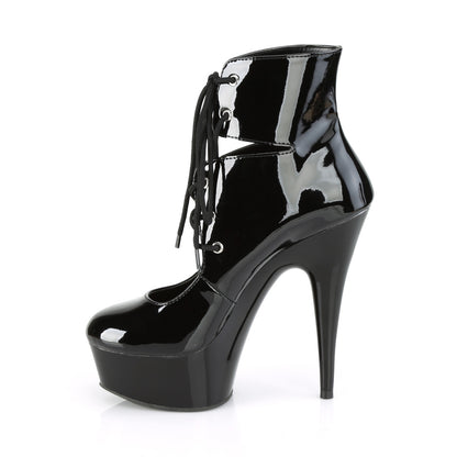 6" Heel, 1 3/4" PF Lace-Up Front Ankle Bootie (Pleaser DEL600-22/B/M)