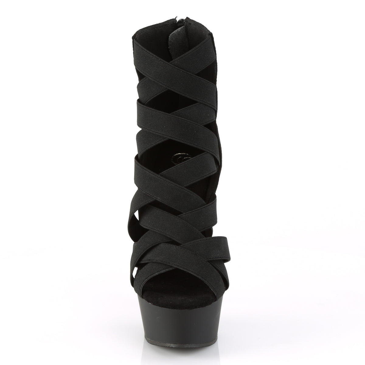 6" Heel, 1 3/4" PF Criss Cross Bootie Sandal, Back Zip (Pleaser DEL600-24/BELS-MF/M)