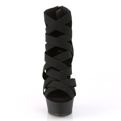 6" Heel, 1 3/4" PF Criss Cross Bootie Sandal, Back Zip (Pleaser DEL600-24/BELS-MF/M)
