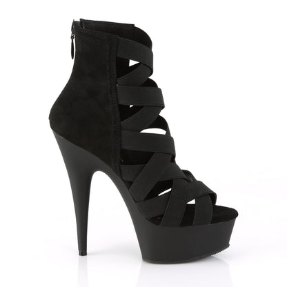 6" Heel, 1 3/4" PF Criss Cross Bootie Sandal, Back Zip (Pleaser DEL600-24/BELS-MF/M)