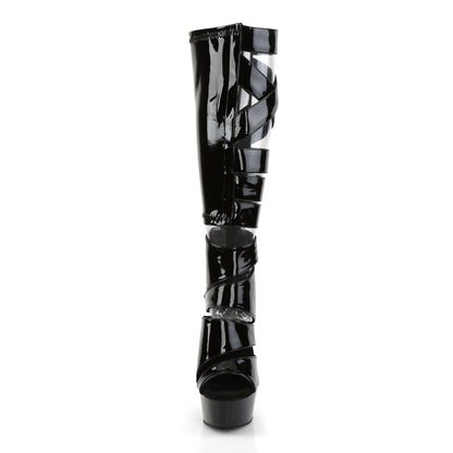 6" Heel, 1 3/4" PF Knee High Gladiator Boot, Back Zip (Pleaser DEL600-49/B/M)