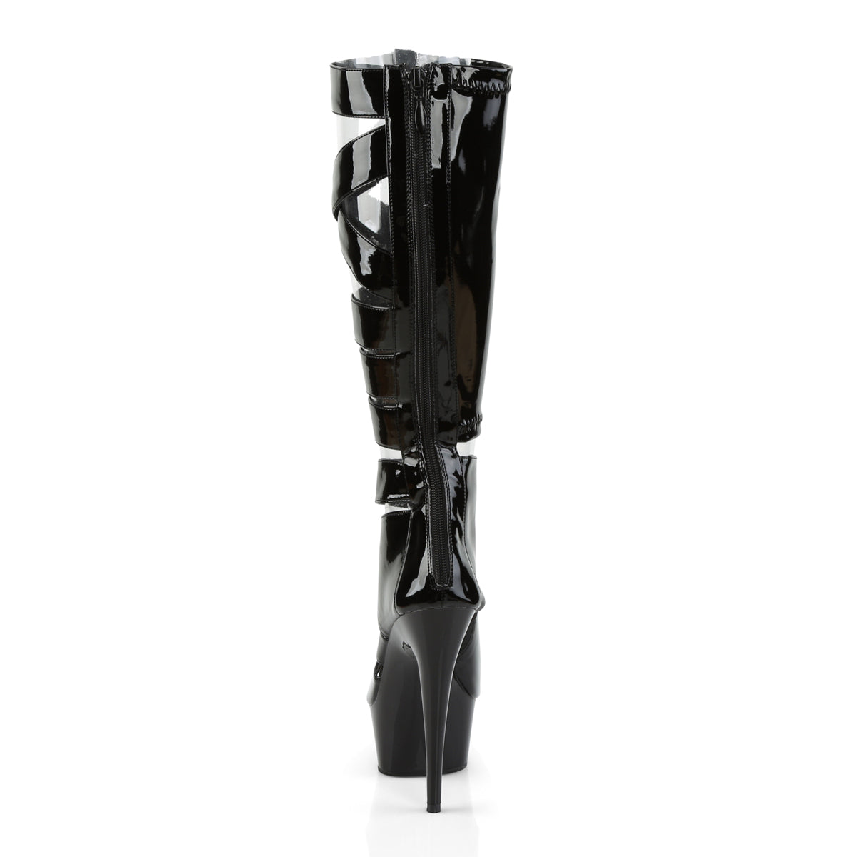 6" Heel, 1 3/4" PF Knee High Gladiator Boot, Back Zip (Pleaser DEL600-49/B/M)