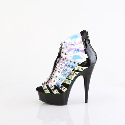 *6" Heel, 1 3/4" PF Strappy Close Back Sandal, Back Zip (Pleaser DEL600-9/HGTPU-B/B)
