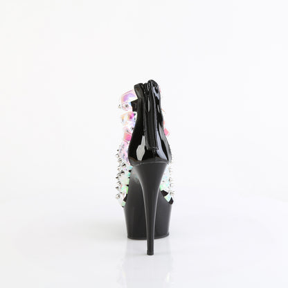 *6" Heel, 1 3/4" PF Strappy Close Back Sandal, Back Zip (Pleaser DEL600-9/HGTPU-B/B)