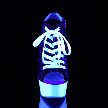 *6" Heel, 1 3/4" P/F Open Toe Sneaker, Side Zip (Pleaser DEL600SK-01/BCA/NW)