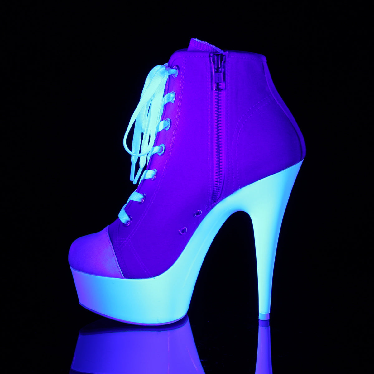 6" Heel, 1 3/4" P/F Sneaker, Side Zip (Pleaser DEL600SK-02/BCA/NW)
