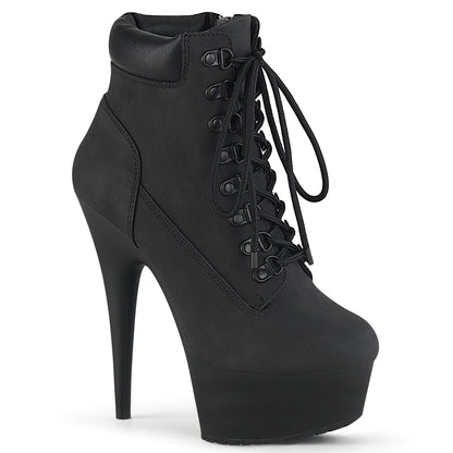 *6" Heel, 1 3/4" PF Lace-up Front Bootie, Side Zip (Pleaser DEL600TL-02/BNB/M)