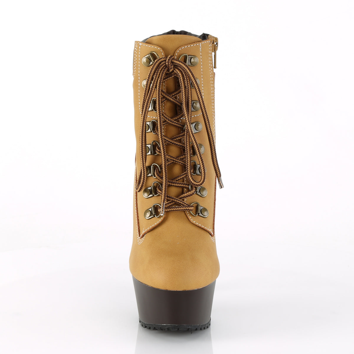 *6" Heel, 1 3/4" PF Lace-up Front Bootie, Side Zip (Pleaser DEL600TL-02/BNB/M)