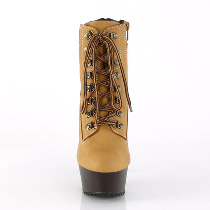 *6" Heel, 1 3/4" PF Lace-up Front Bootie, Side Zip (Pleaser DEL600TL-02/BNB/M)