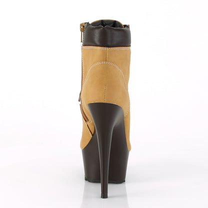*6" Heel, 1 3/4" PF Lace-up Front Bootie, Side Zip (Pleaser DEL600TL-02/BNB/M)
