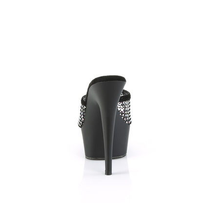 6" Heel, 1 3/4" PF Rhinestone Mesh Slide (Pleaser DEL601-6RM/BFS-RS/M)