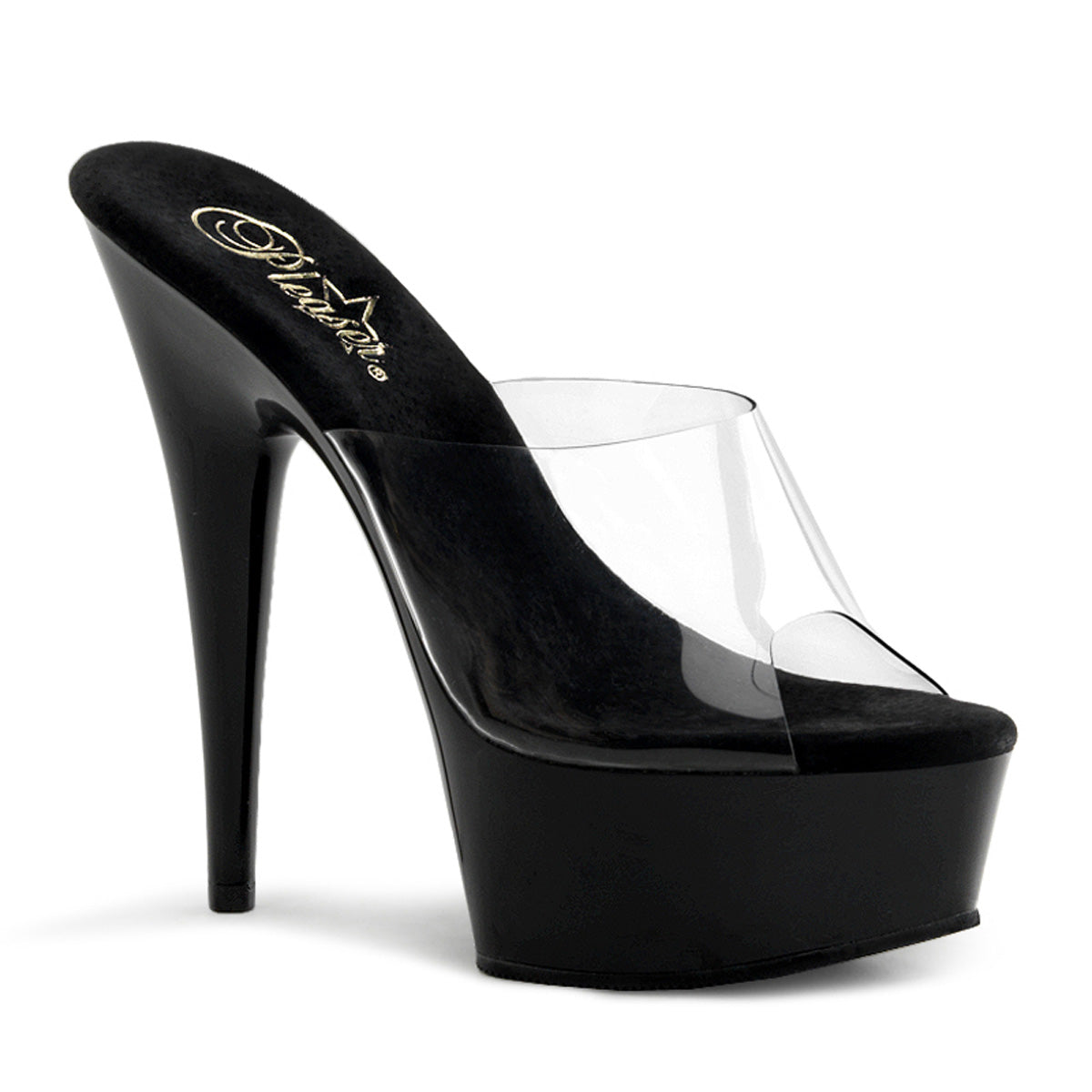 6" Heel, 1 3/4" Platform Peep Toe Slide (Pleaser DEL601/B/M)