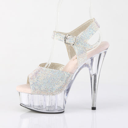 6" Heel, 1 3/4" PF RS Embellished Ankle Strap Sandal (Pleaser DEL608N-RS/SRS-TPU/C)
