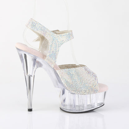 6" Heel, 1 3/4" PF RS Embellished Ankle Strap Sandal (Pleaser DEL608N-RS/SRS-TPU/C)