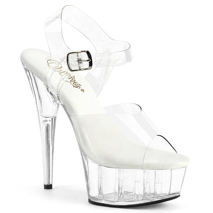 6" Heel, 1 3/4" PF Smooth Insole Ankle Strap Sandal (Pleaser DEL608VL/C/M)