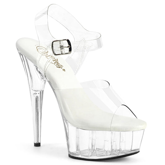 6" Heel, 1 3/4" PF Smooth Insole Ankle Strap Sandal (Pleaser DEL608VL/C/M)