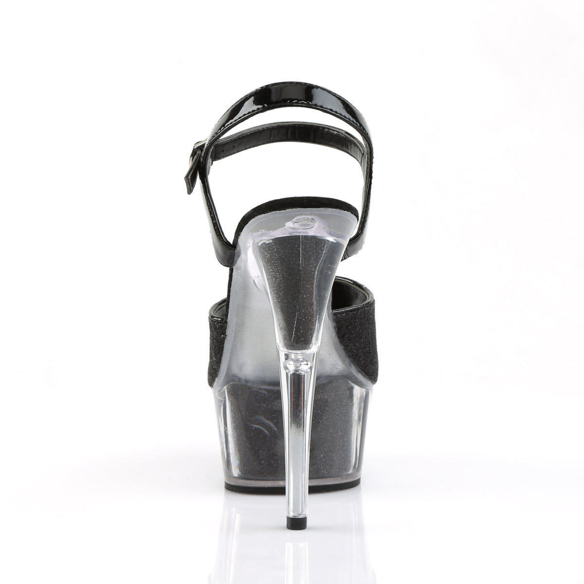 *6" Heel, 1 3/4" Glitter-filled PF Ankle Strap Sandal (Pleaser DEL609-5G/B/M)