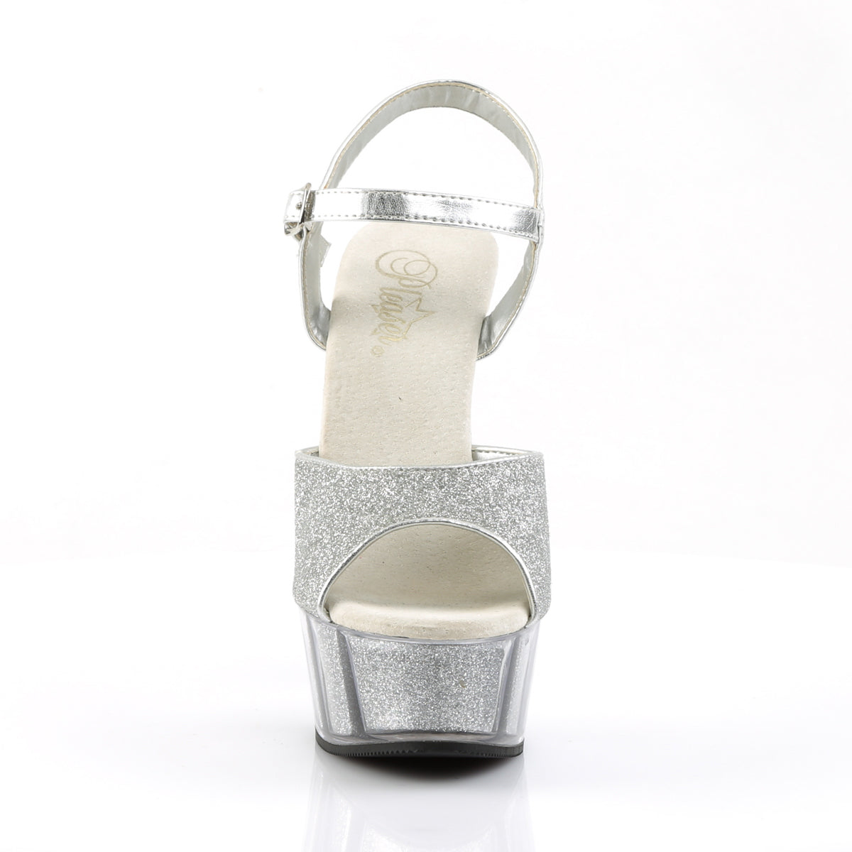 *6" Heel, 1 3/4" Glitter-filled PF Ankle Strap Sandal (Pleaser DEL609-5G/B/M)